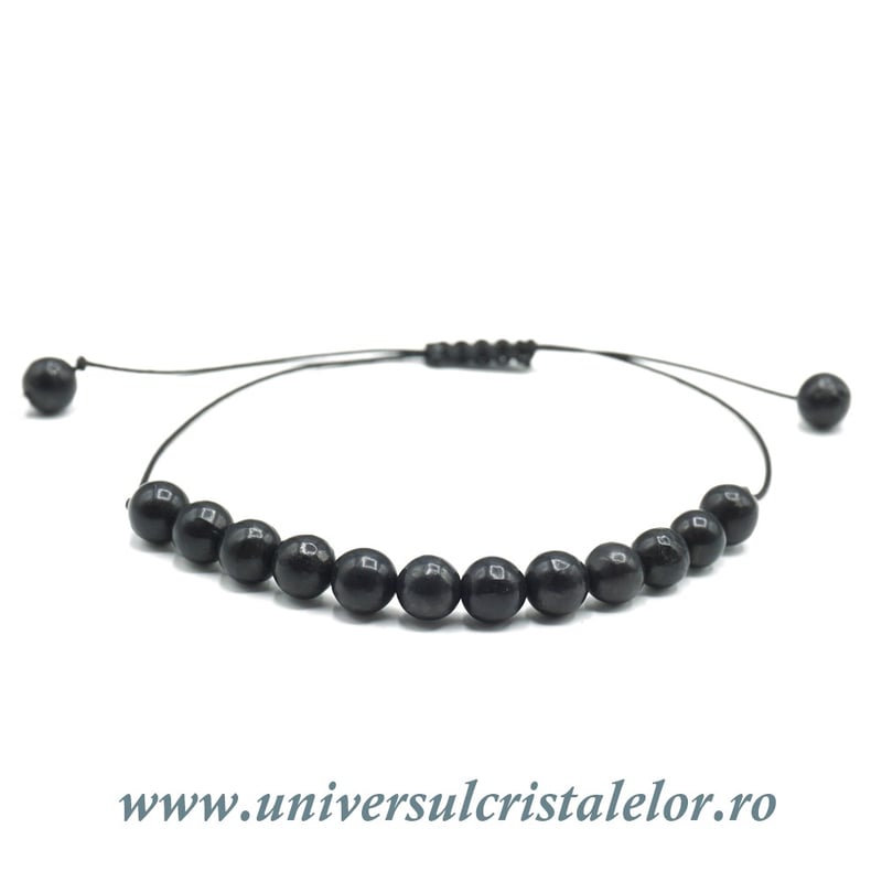 Bratara shungit rotund 6 mm - snur reglabil m1