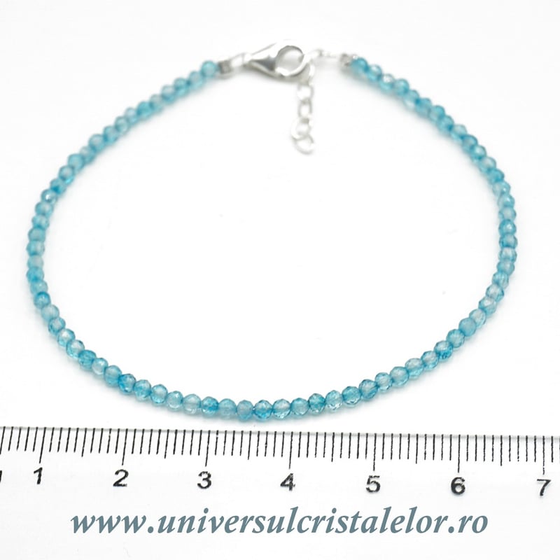 Bratara topaz albastru rotund fatetat - 2mm