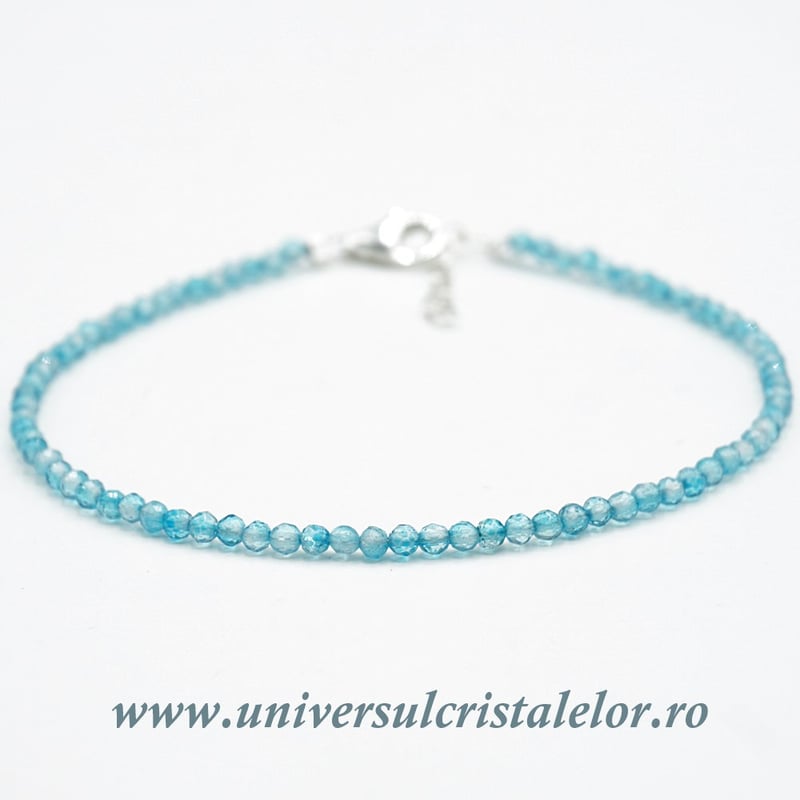 Bratara topaz albastru rotund fatetat - 2mm