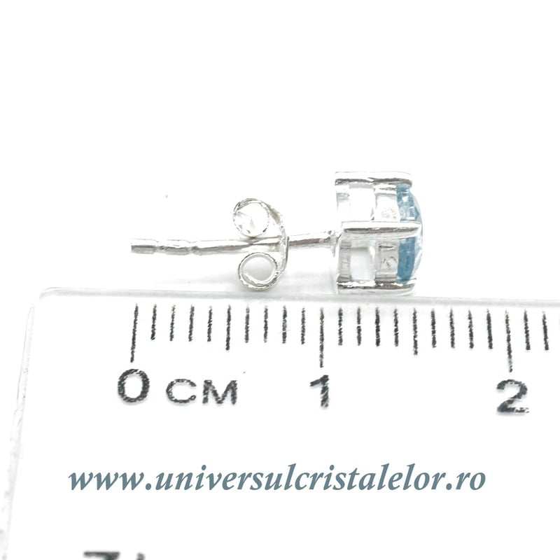 Cercei topaz rotund fatetat tip surub (studs)