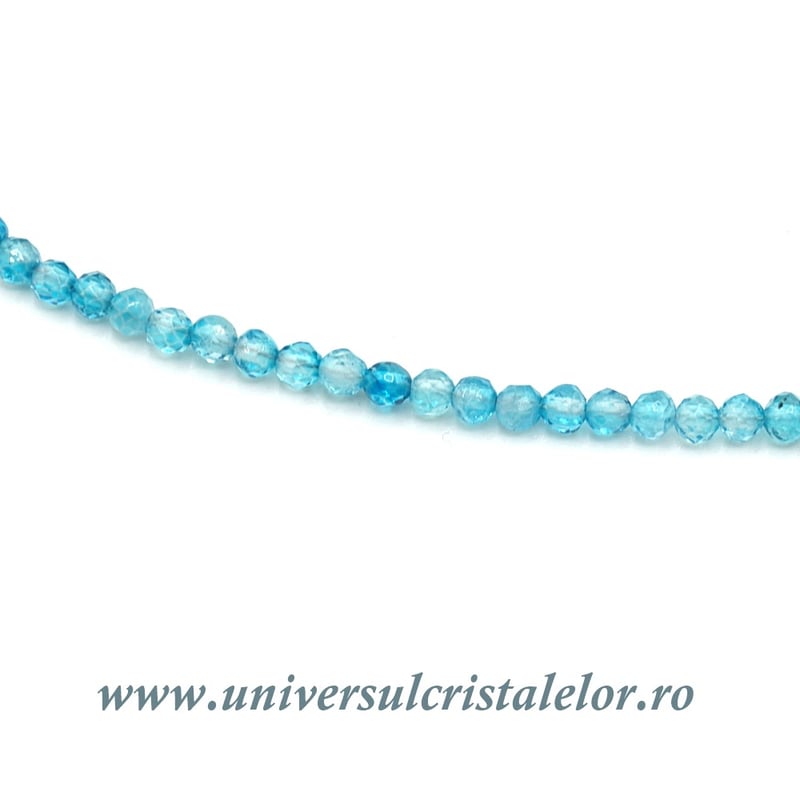Colier topaz albastru rotund fatetat - 2mm