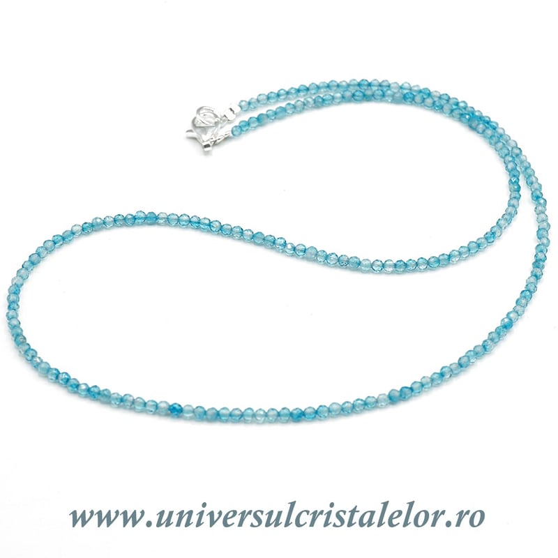 Colier topaz albastru rotund fatetat - 2mm