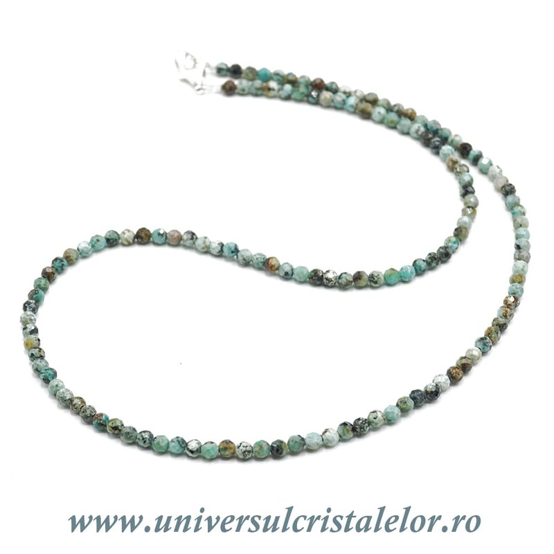 Colier turcoaz rotund fatetat- 3,4mm