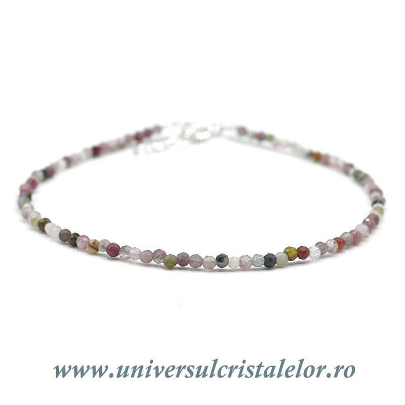 Bratara turmalina multicolor rotund fatetat - 2 mm