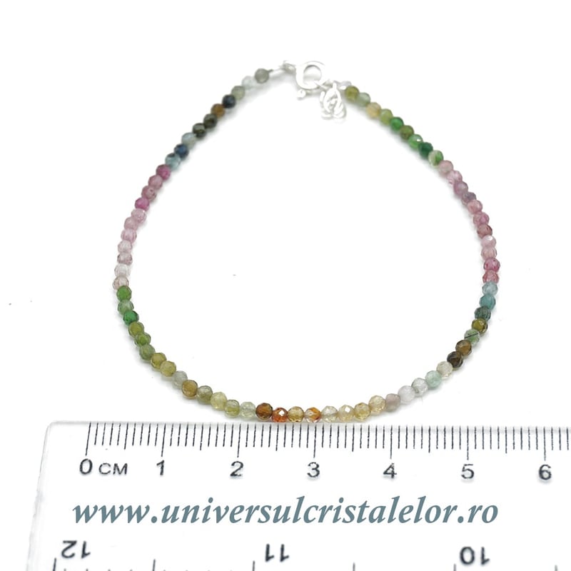Bratara turmalina multicolor rotund fatetat - 2,3 mm
