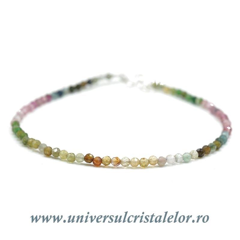 Bratara turmalina multicolor rotund fatetat - 2,3 mm