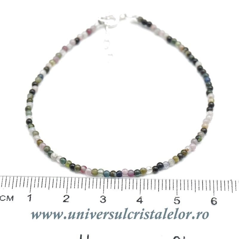 Bratara turmalina multicolor rotund slefuit - 2 mm