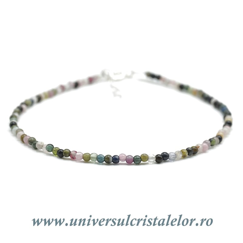 Bratara turmalina multicolor rotund slefuit - 2 mm