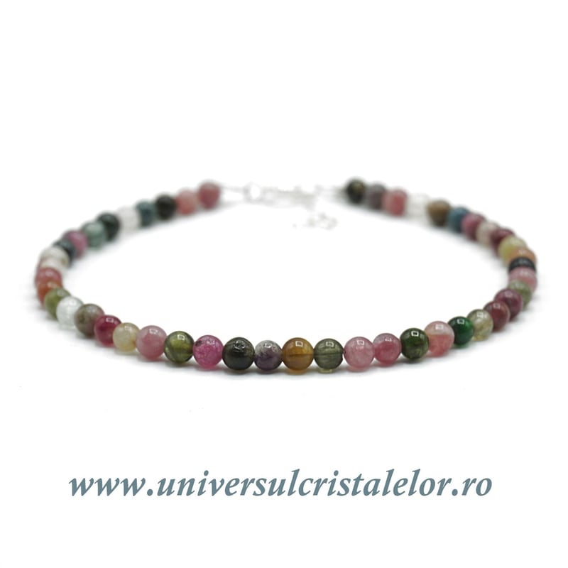Bratara turmalina multicolor rotund slefuit - 4 mm