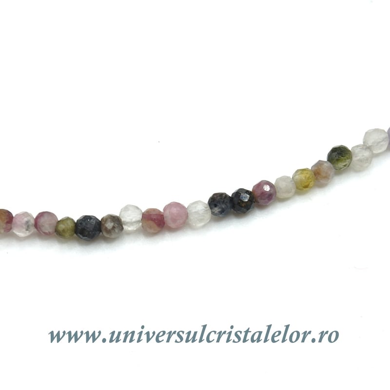 Colier turmalina multicolor rotund fatetat - 2mm