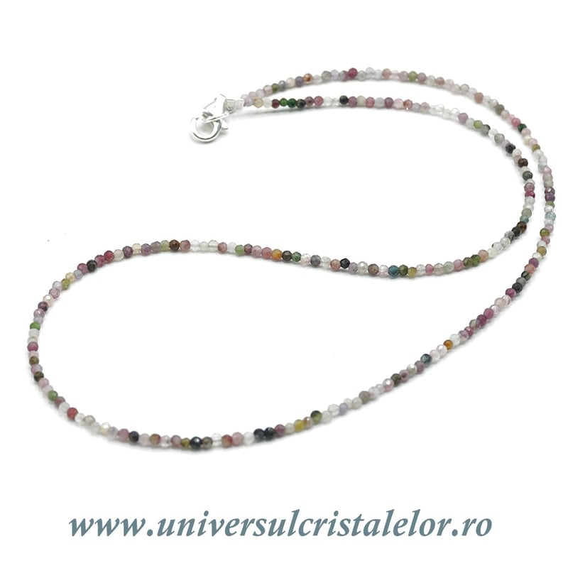Colier turmalina multicolor rotund fatetat - 2mm