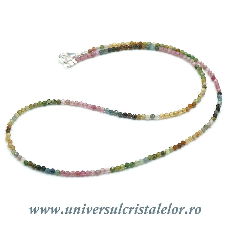 Colier turmalina multicolor rotund fatetat - 2,3mm