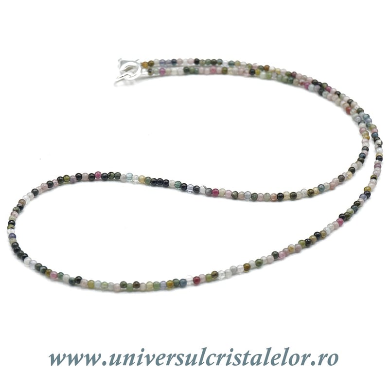 Colier turmalina multicolor rotund slefuit - 2mm