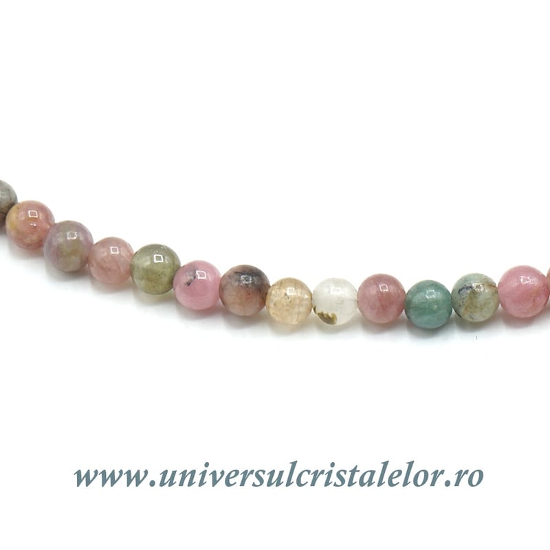 Colier turmalina multicolor rotund slefuit - 4mm