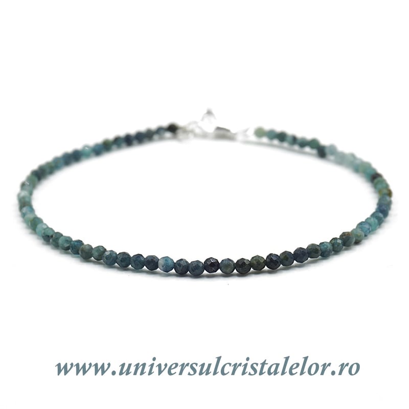 Bratara turmalina albastra rotund fatetat- 2,5mm