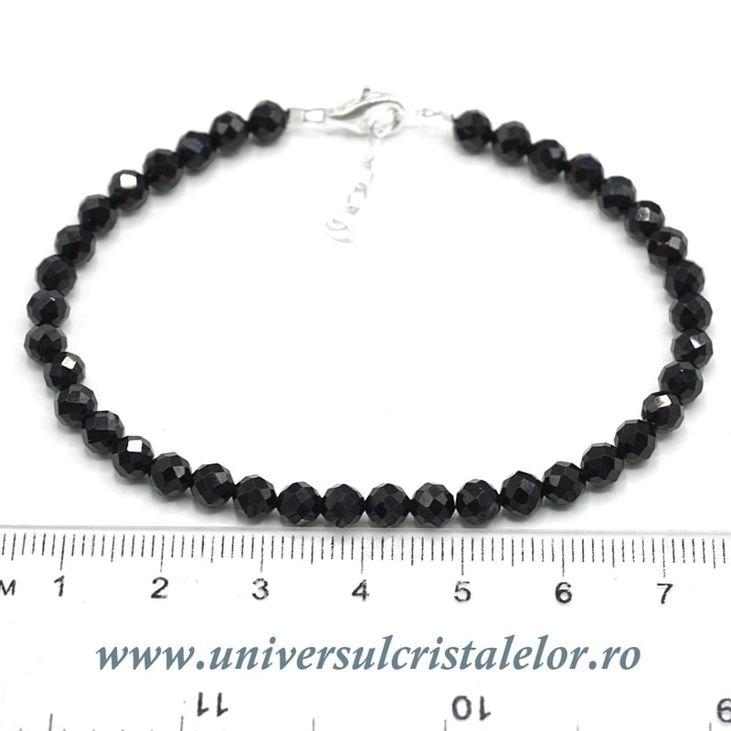 Bratara turmalina neagra rotund fatetat - 4,7 mm