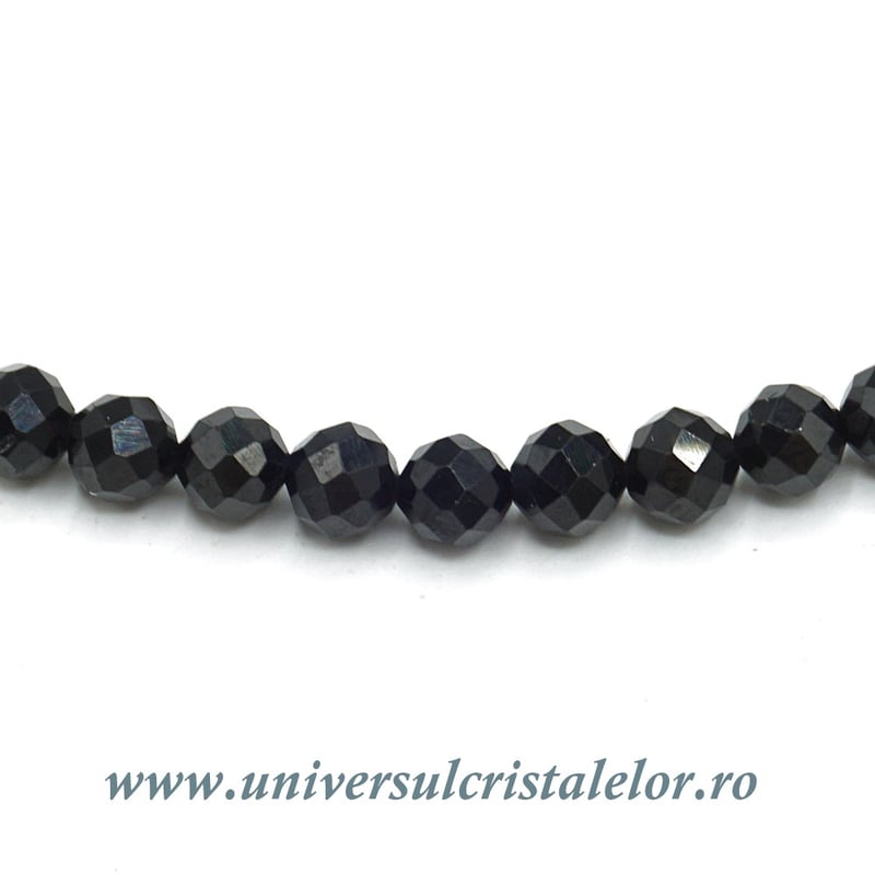 Colier turmalina neagra rotund fatetat - 4,7 mm