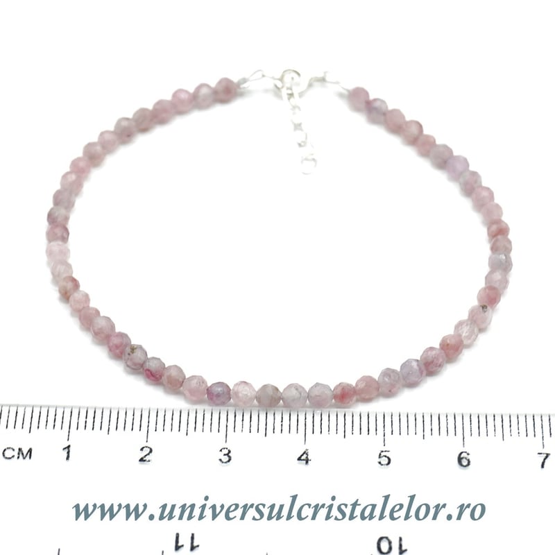 Bratara turmalina roz rotund fatetat - 3,5mm
