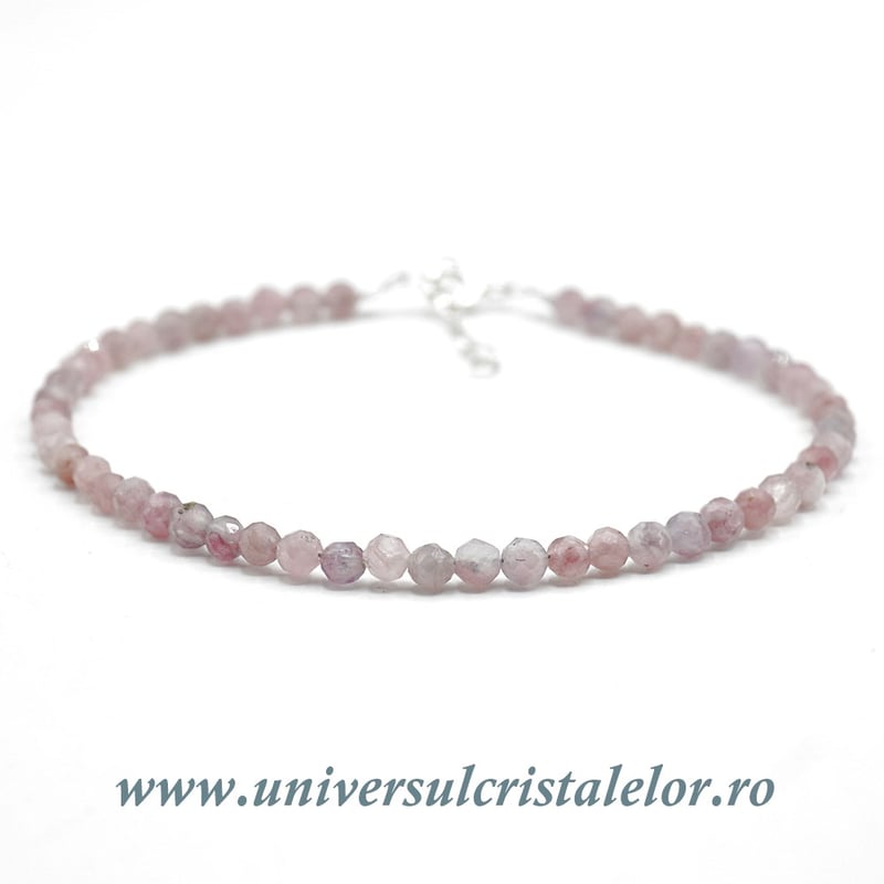 Bratara turmalina roz rotund fatetat - 3,5mm