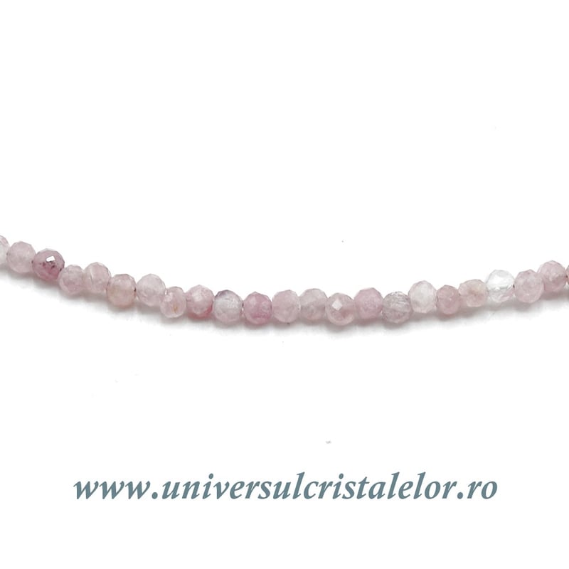 Colier turmalina roz rotund fatetat - 2 mm
