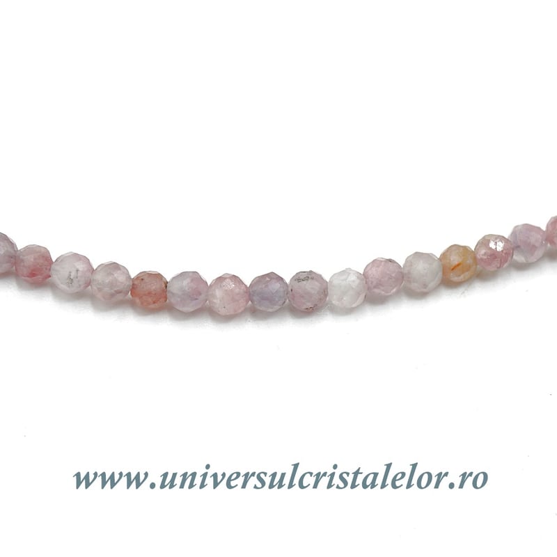 Colier turmalina roz rotund fatetat - 3,5 mm