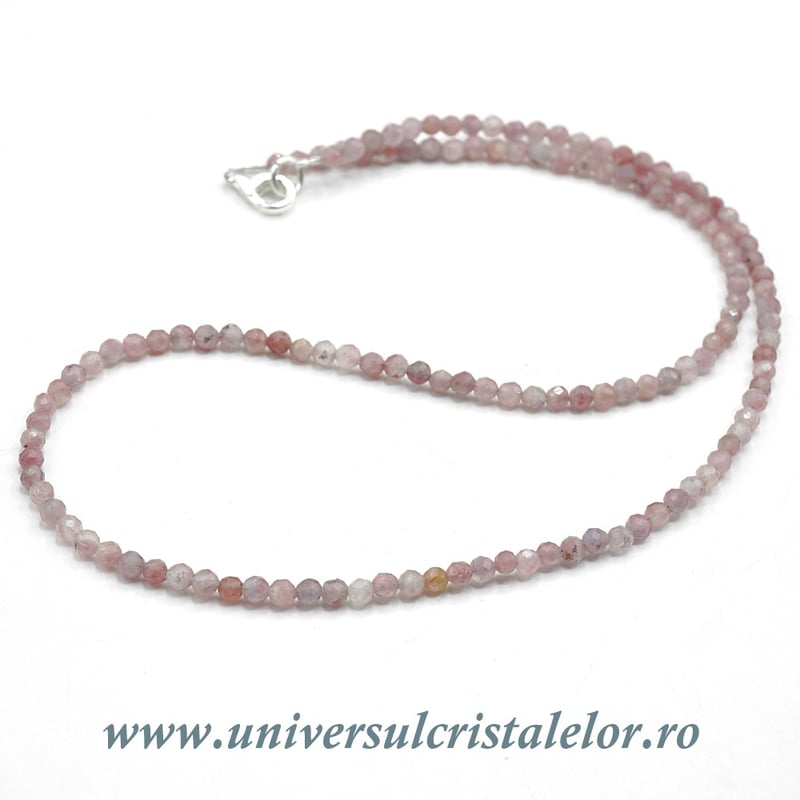 Colier turmalina roz rotund fatetat - 3,5 mm