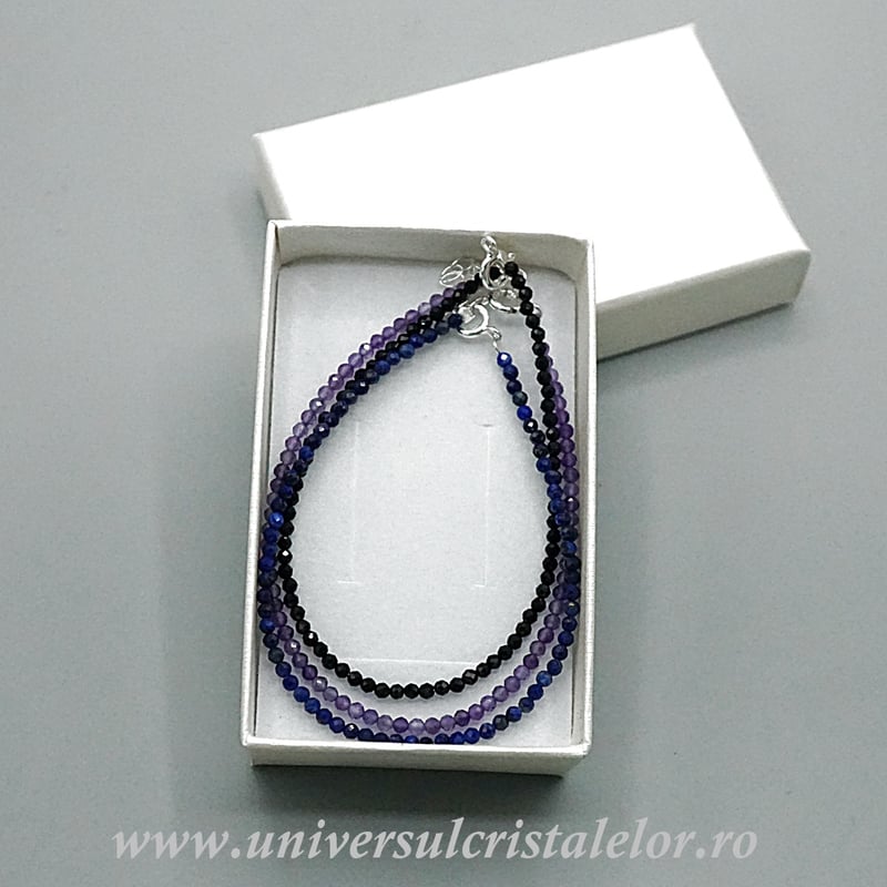 Set 3 Brățări – Turmalină Neagră, Ametist și Lapis Lazuli