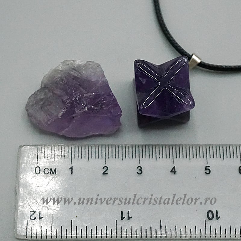 Set Ametist – Bratara, Pandantiv Merkaba și Piatra Brută