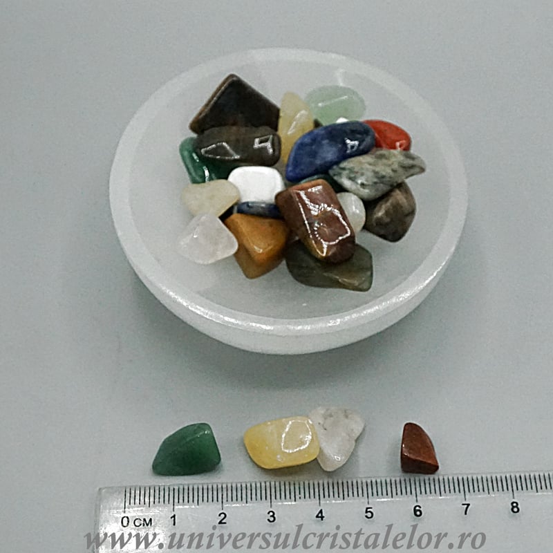 Bol selenit cu mixt pietre