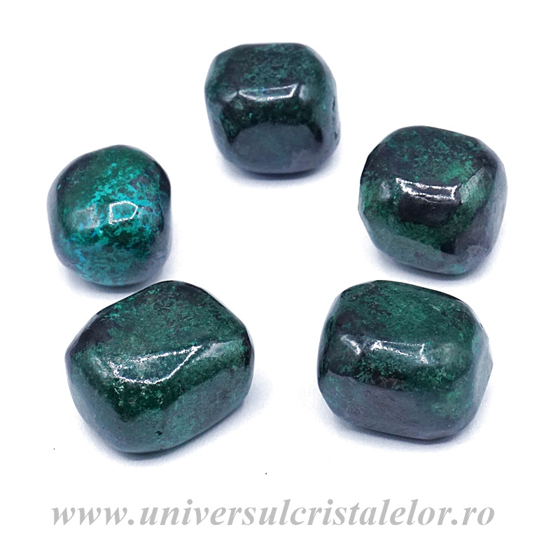 Cuprit cu malachit piatra rulata