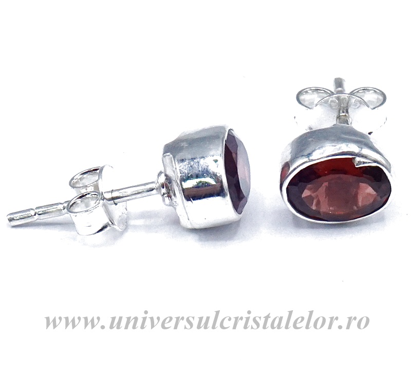 bijuterii argint granat Cercei granat fatetati ovali 7/5mm