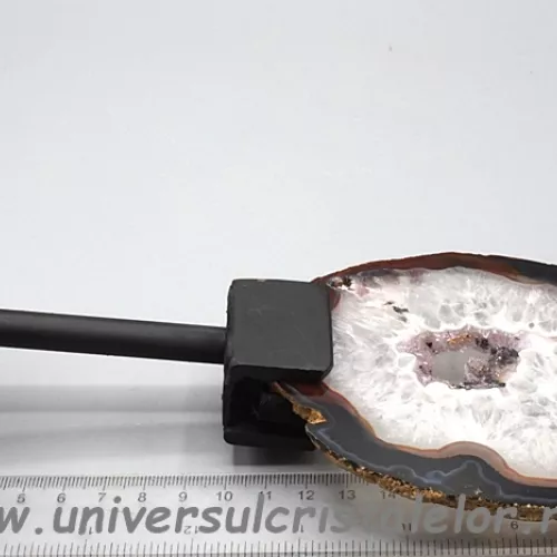 Felie agat natural pe suport de metal unicat m06 Felie agat natural pe suport de metal unicat m06