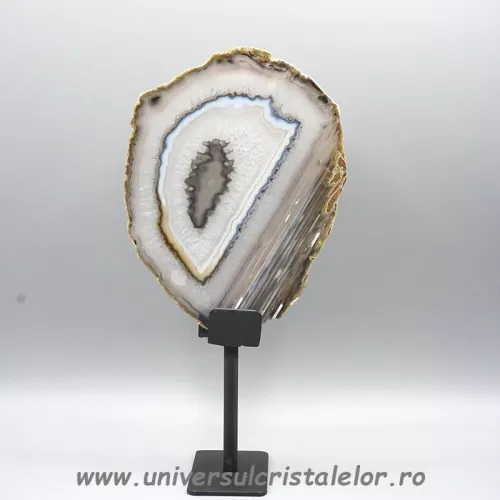 Felie agat natural pe suport de metal unicat m07 Felie agat natural pe suport de metal unicat m07