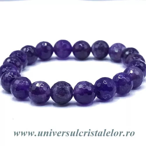 Bratara ametist rotund fatetat - 10 mm