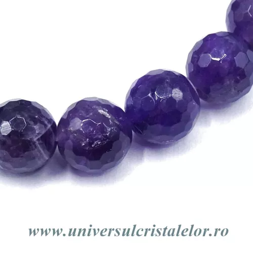 Bratara ametist rotund fatetat - 10 mm