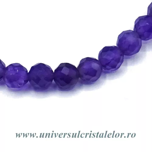 Colier ametist rotund fatetat - 4 mm