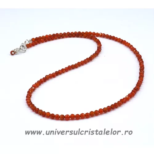Colier carneol rotund fatetat - 3 mm