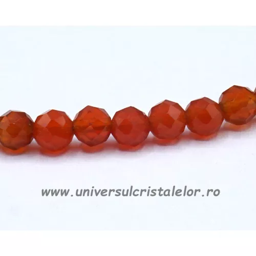 Colier carneol rotund fatetat - 3 mm