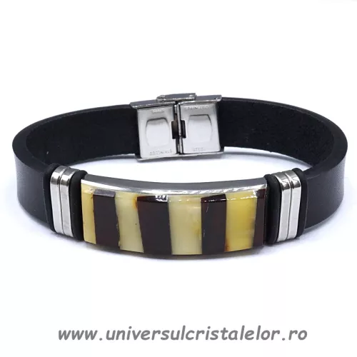 Bratara chihlimbar cu piele naturala Bratara chihlimbar cu piele naturala