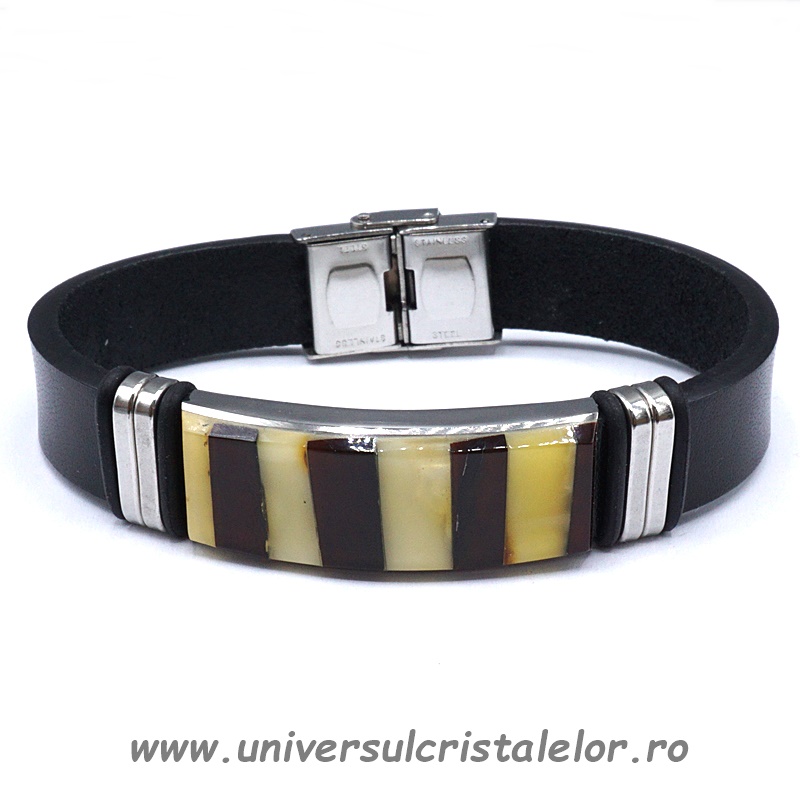 Bratara chihlimbar cu piele naturala Bratara chihlimbar cu piele naturala