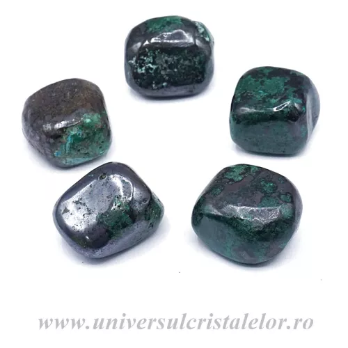 Cuprit cu malachit piatra rulata Cuprit cu malachit piatra rulata
