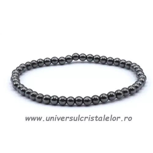 Bratara hematit rotund - 4 mm Bratara hematit rotund - 4 mm