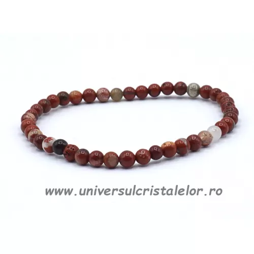 Bratara jasp breciat rotund - 4 mm