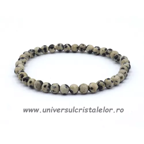 Bratara jasp dalmatian rotund - 4 mm