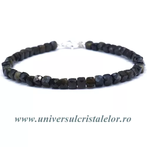 Bratara obsidian auriu cub fatetat - 5 mm Bratara obsidian auriu cub fatetat - 5 mm