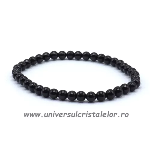 Bratara obsidian negru rotund - 4 mm