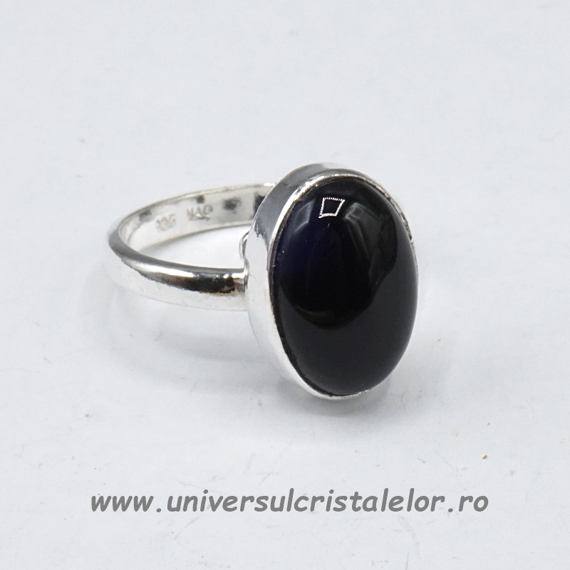 Inel obsidian negru oval reglabil Inel obsidian negru oval reglabil
