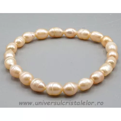 Bratara perle culoare piersica m2 Bratara perle culoare piersica m2