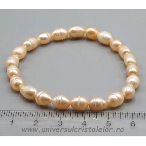 Bratara perle culoare piersica m2 Bratara perle culoare piersica m2