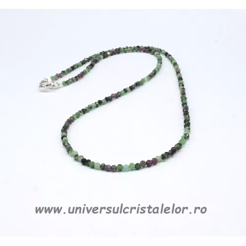 Colier rubin in zoisit rotund fatetat - 2 mm Colier rubin in zoisit rotund fatetat - 2 mm